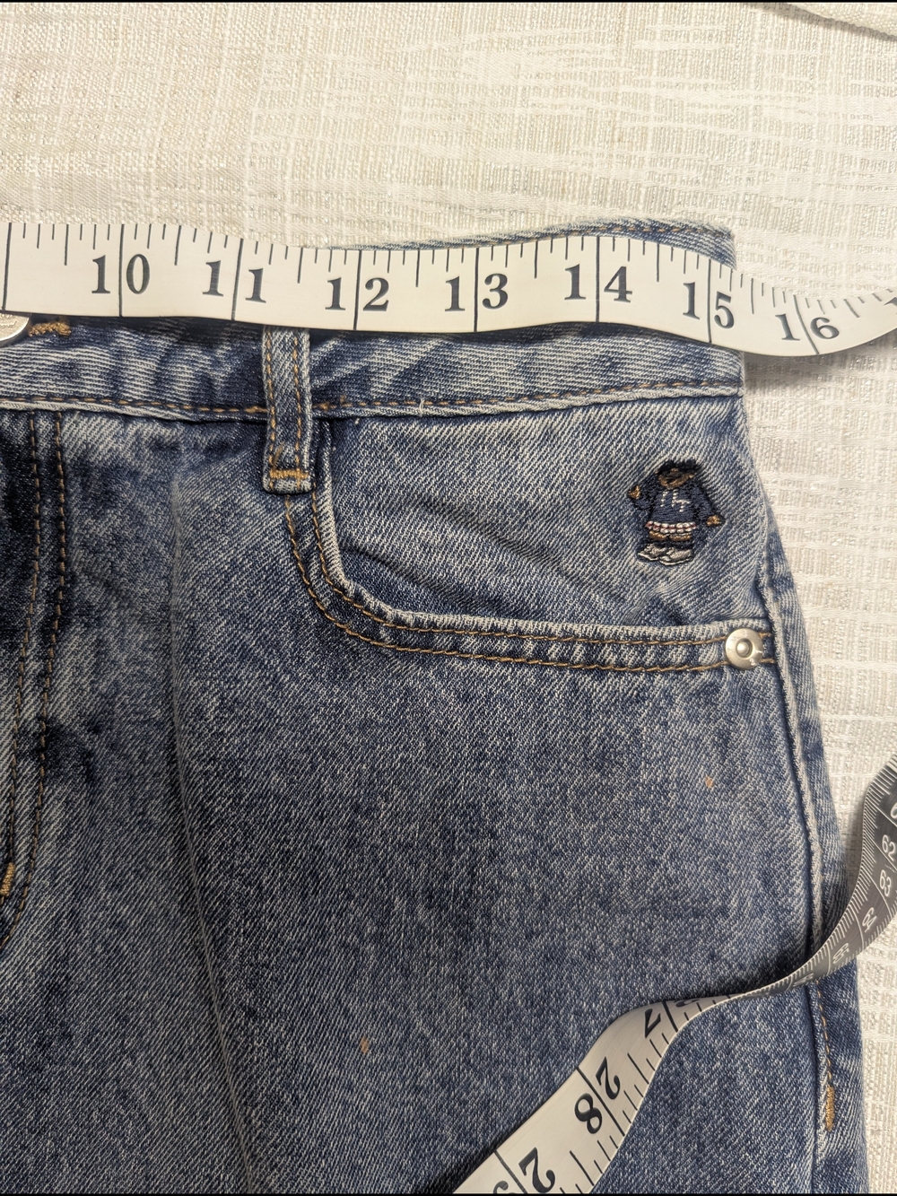 Vintage Teenie Weenie Denim Midi Skirt High Waist Blue - Picture 9 of 13